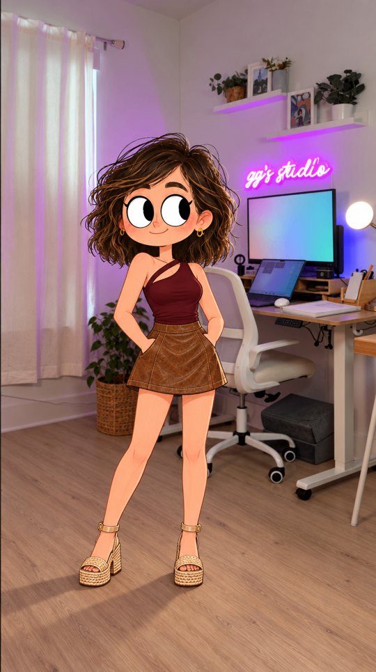 La imagen de estilo de Giuli: su personaje animado en su estudio